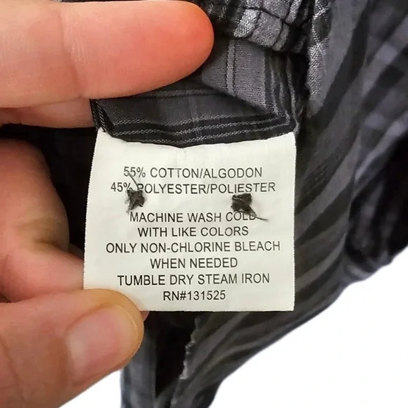 Beverly Hills Polo Club Black and Gray Plaid Button Front Shirt - Picture 6 of 8